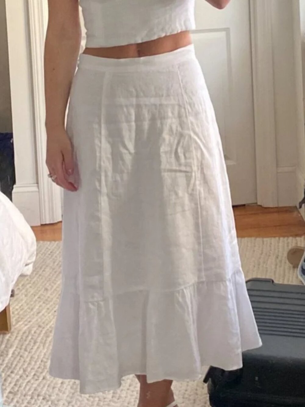 Aritzia Wilfred Chariot Linen Skirt High Waisted White Size 4